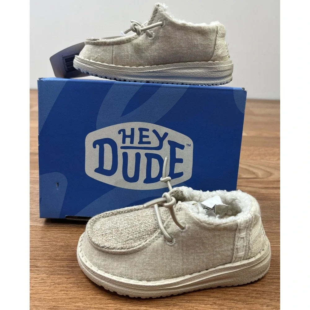 Hey Dude Wendy Brushed Cozy Comfort Shoes in Ivory, Toddler Girls Size 6 NEW